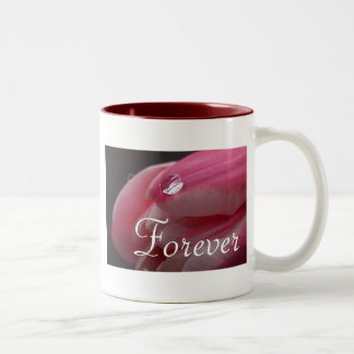 Forever Love Pink Rose Raindrop Two-Tone Coffee Mug