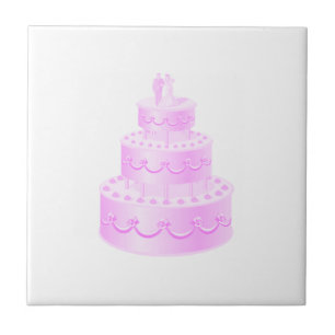Forever Love Pink Wedding Cake Tile