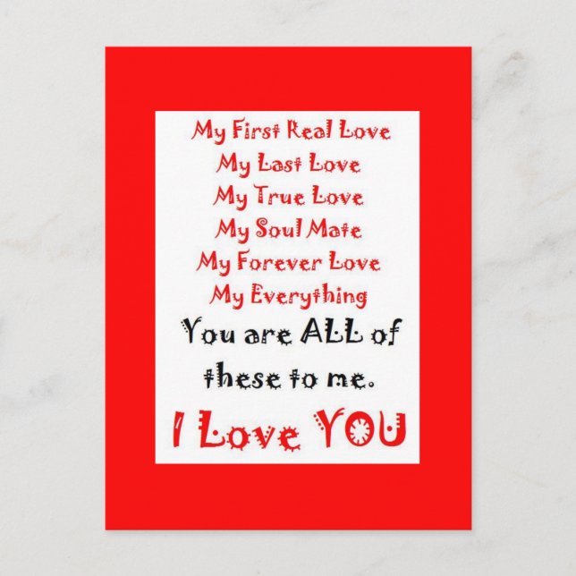 Forever Love Poem Postcard (Front)