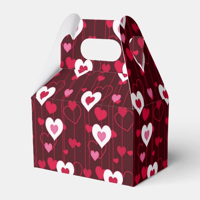 Forever Love Red Hearts Gable Favour Box (Front Side)