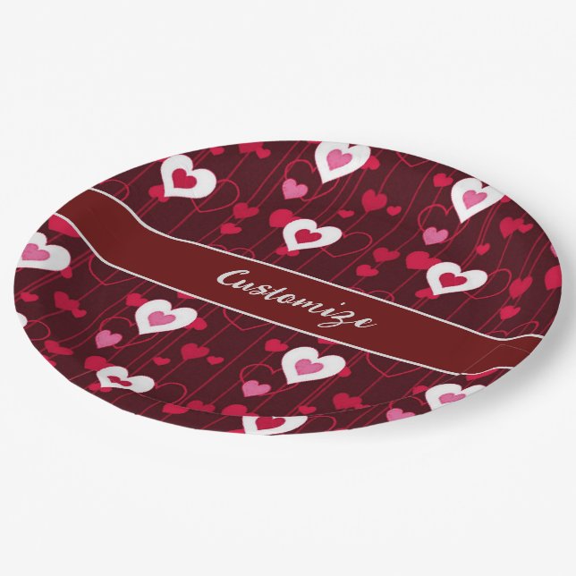Forever Love Red Hearts Paper Plate (Angled)