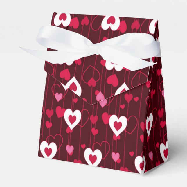 Forever Love Red Hearts Tent Favour Box (Front Side)