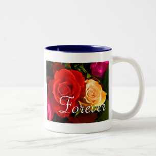 Forever Love Red Yellow Rose Two-Tone Coffee Mug