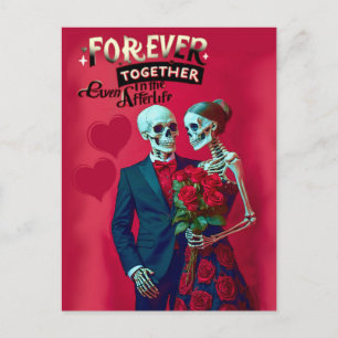 Forever love skeleton couple in love postcard