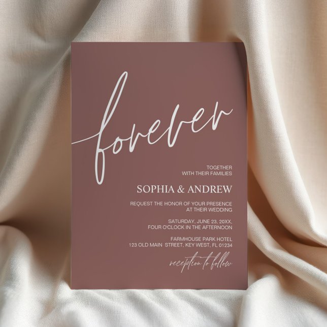 Forever Love Terracotta Minimalist Wedding Invitation (Creator Uploaded)