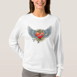 Forever Love Winged Heart Tattoo LS T-Shirt