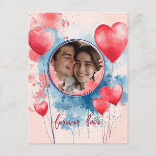 Forever Love with Heart Shaped Balloons Postcard