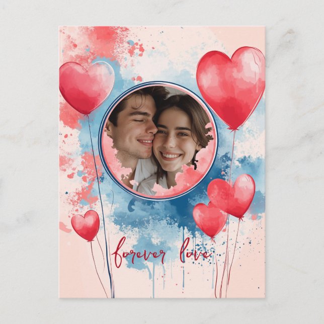 Forever Love with Heart Shaped Balloons Postcard (Front)