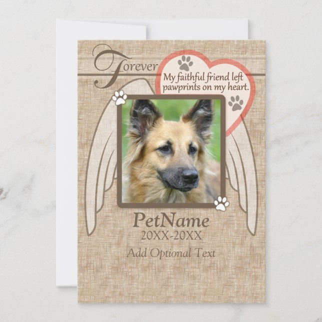 Forever Loved Angel Wings Pet Sympathy Custom Card (Front)