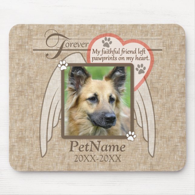 Forever Loved Angel Wings Pet Sympathy Custom Mouse Mat (Front)