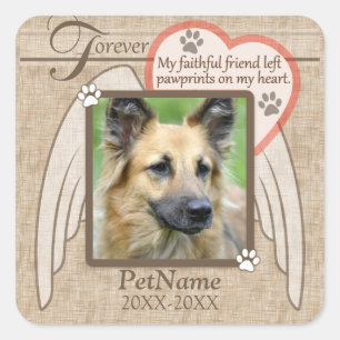 Forever Loved Angel Wings Pet Sympathy Custom Square Sticker