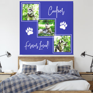 Forever Loved Blue Dog Memorial Photo Collage Canvas Print