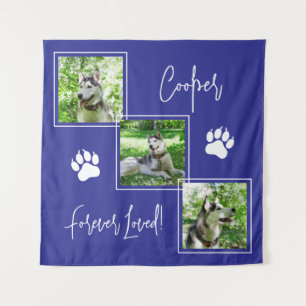 Forever Loved Blue Dog Memorial Photo Collage Tapestry