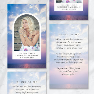 Forever Loved Clouds Sunset Memorial Card