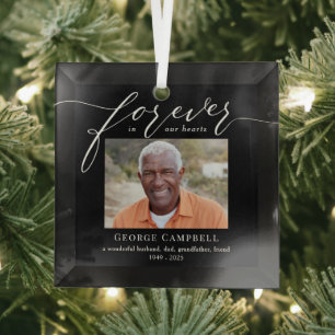 Forever Loved Editable Colour Custom Photo Ornamen Glass Tree Decoration