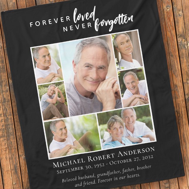 Forever Loved Funeral Memorial Photo Fleece Blanket (Creator Uploaded)