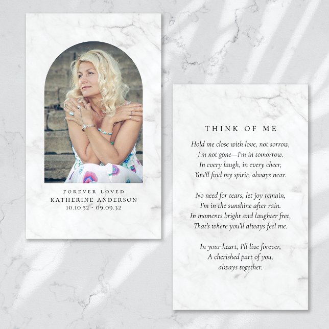 Forever Loved Minimalist Marble Memorial Card (Creator Uploaded)