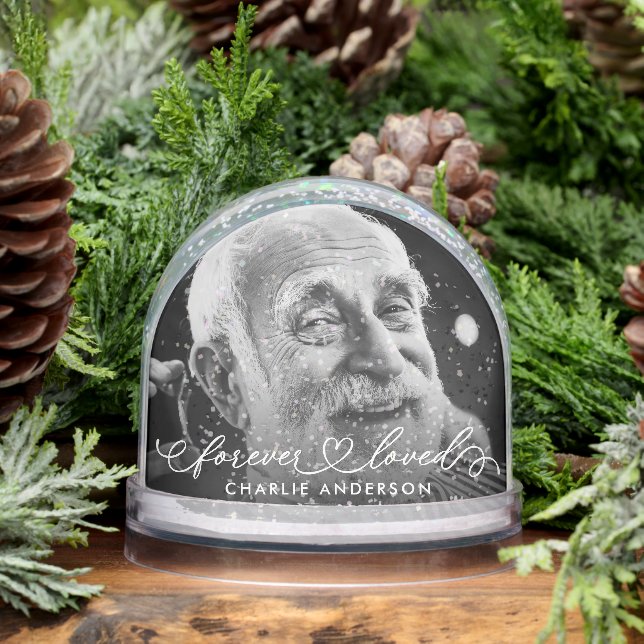 Forever Loved Modern Calligraphy Script 2 Photo Snowglobe (Winter)