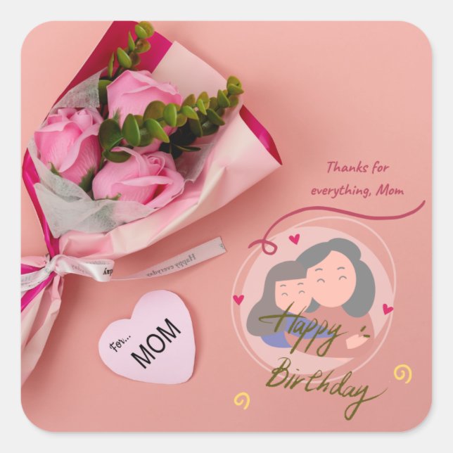 “Forever Loved Mom – Heartfelt Floral sticker  (Front)