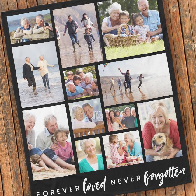 Forever Loved Never Forgotten 12 Photo Memorial Fleece Blanket (Creator Uploaded)