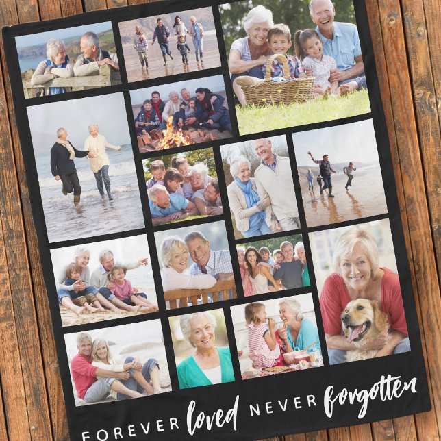 Forever Loved Never Forgotten 15 Photo Memorial Fleece Blanket (Creator Uploaded)