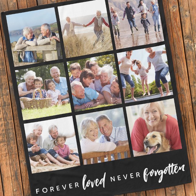 Forever Loved Never Forgotten 9 Photo Memorial Fleece Blanket (Creator Uploaded)