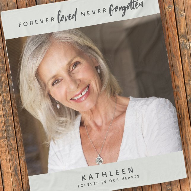 Forever Loved Never Forgotten Photo Memorial Fleece Blanket (Creator Uploaded)