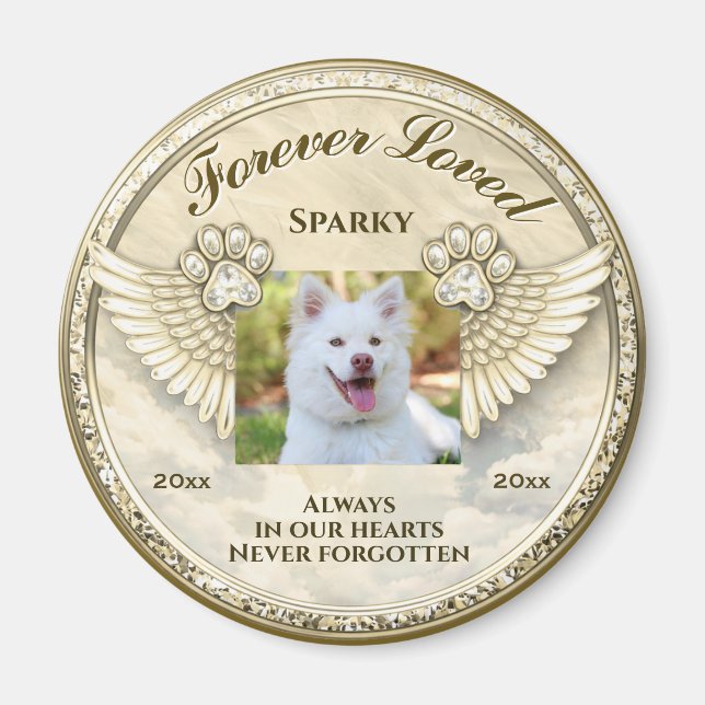 Forever Loved Paw Wings Design Magnet (Front)