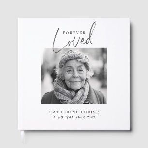 Forever Loved Script Celebration of Life Funeral Guest Book