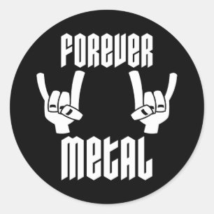 Forever Metal Heavy Metal Devil Horns Hand Gesture Classic Round Sticker