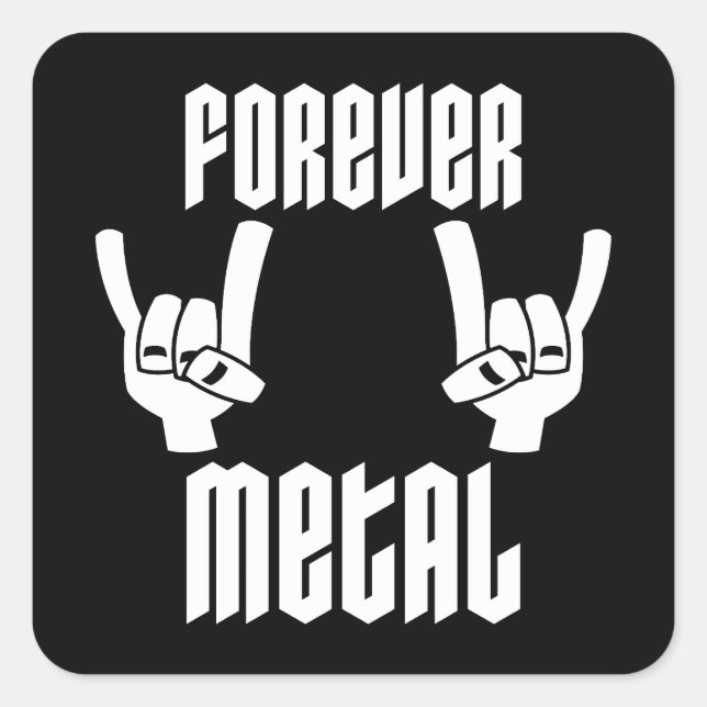 Forever Metal Heavy Metal Devil Horns Hand Gesture Square Sticker (Front)