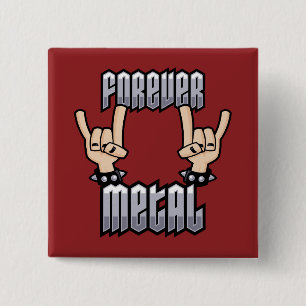 Forever Metal Heavy Metal Devil Horns Hand Signs 15 Cm Square Badge