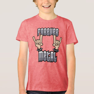 Forever Metal Heavy Metal Devil Horns Hand Signs Tri-Blend Shirt