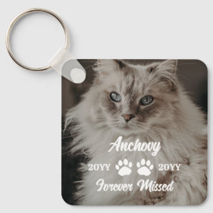 Forever Missed Cat Paws Name & Photo Key Ring