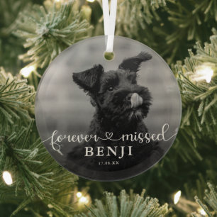 Forever Missed Photo Pet Dog Memorial Glass Tree Decoration