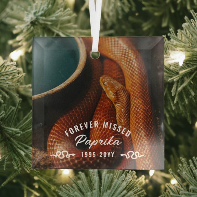 Forever Missed Photo Pet Snake Memorial Glass Tree Decoration (Insitu)