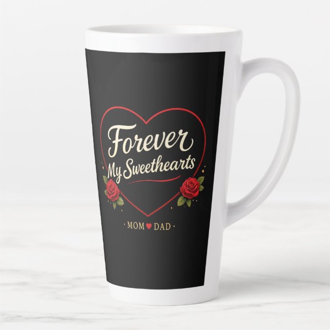 Forever Mom And Dad Valentine Mug-Mom Dad Lover Latte Mug (Right)