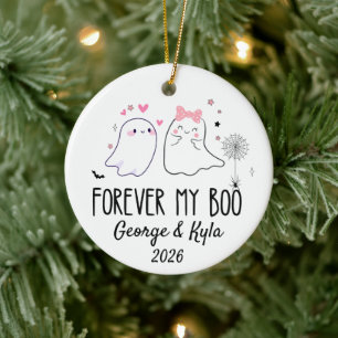 Forever My Boo Ghost Couple Wedding Halloween Gift Ceramic Tree Decoration