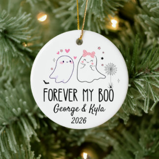 Forever My Boo Ghost Couple Wedding Halloween Gift Ceramic Tree Decoration