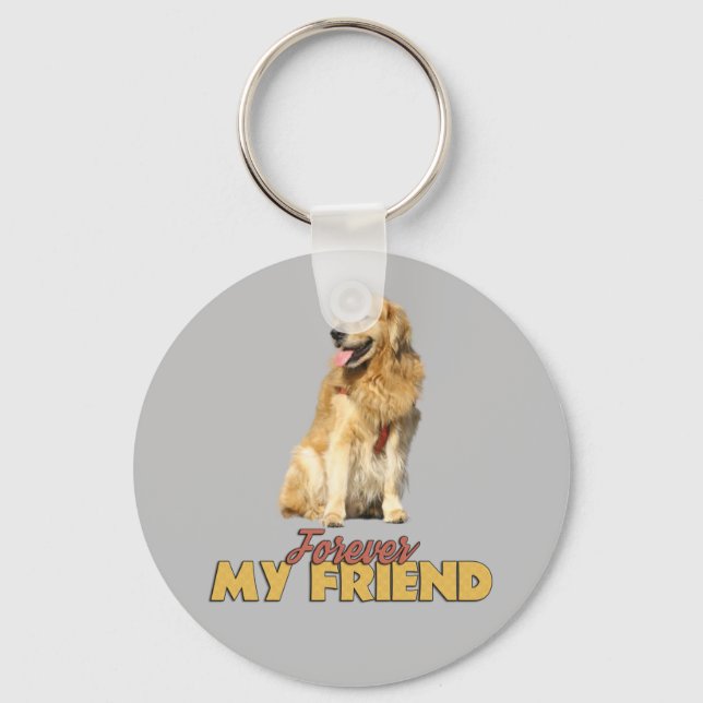 Forever My Friend Golden Retriever Dog Design Key Ring (Front)