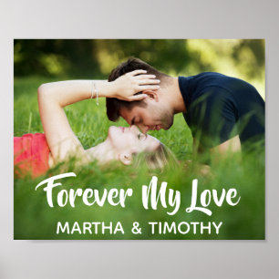 Forever My Love Casual Script Personalised Photo Poster