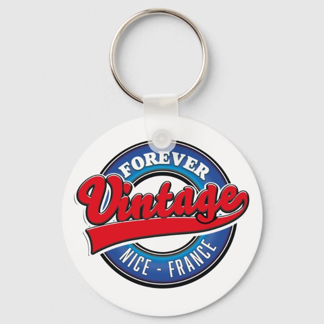 Forever Nice, France vintage logo Key Ring (Front)