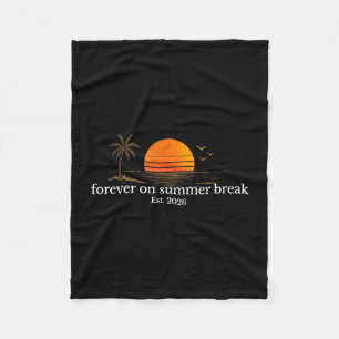 Forever on summer break est 2026 retro beach fleece blanket