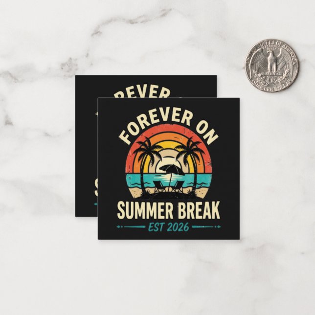 Forever On Summer Break Vintage Sunset Card (Front/Back In Situ)