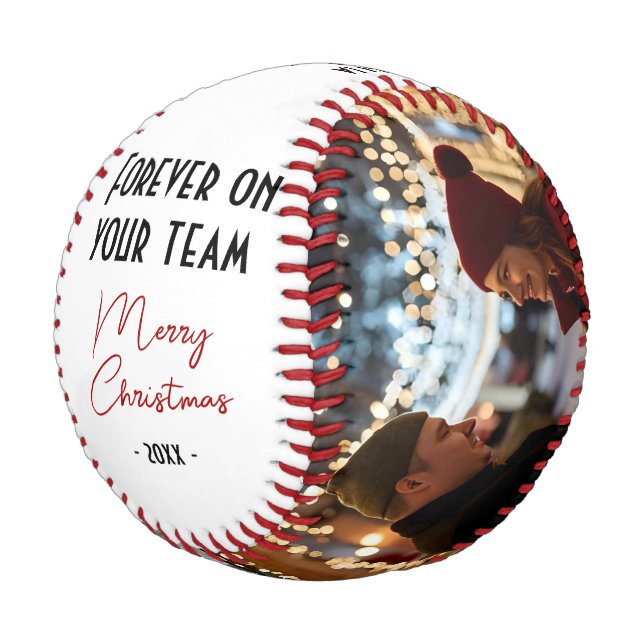 Forever on your team Merry Christmas 2 Photo Baseball (Angled)