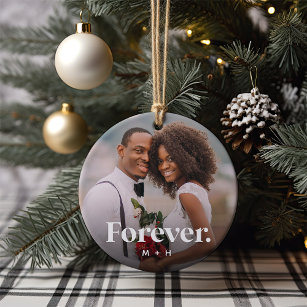 Forever Overlay Personalised Couples Photo Ceramic Tree Decoration