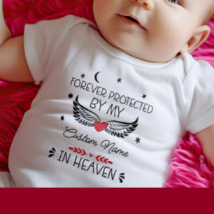 Forever Protected By My Custom Name In Heaven Baby Bodysuit