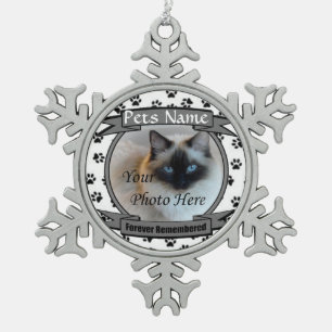 Forever Remembered Dog or Cat Memorial Snowflake Pewter Christmas Ornament