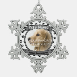 Forever Remembered Dog or Cat Memorial Snowflake Pewter Christmas Ornament