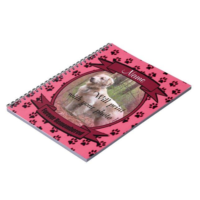 Forever Remembered Pet Loss - Dog or Cat - Pink Notebook (Left Side)